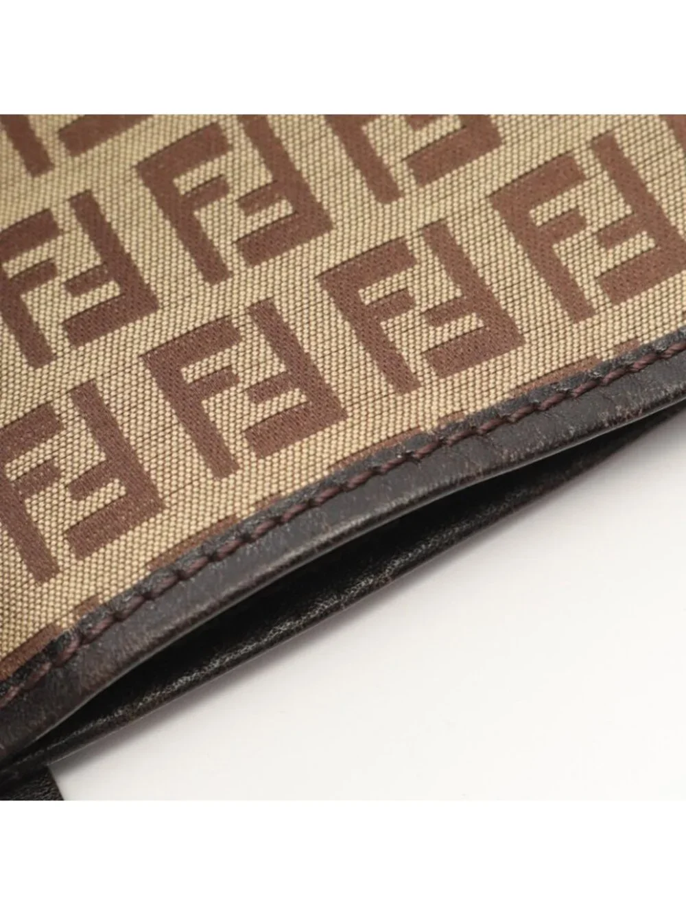 Fendi Tote Zucca Beige Dark Brown Canvas Leather Zucchino Mini Handbag